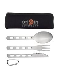 Set Posate Acciaio Con Moschettone E Custodia Backcountry