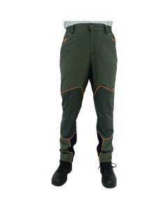 Pantalone Fiery Verde Elasticizzato Profili Arancio Sfoderato