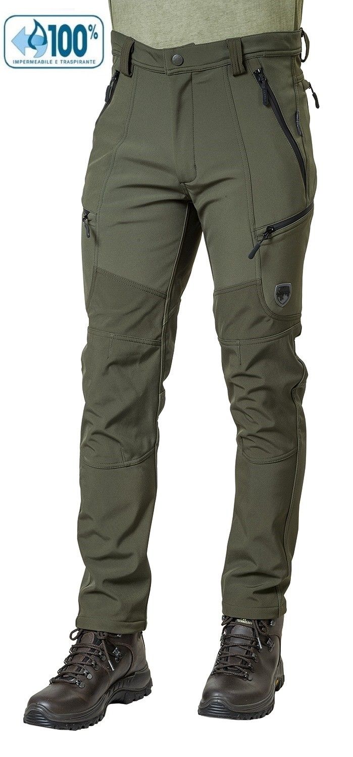 Pantalone Softshell Impermeabile U-Tex Verde Tonale